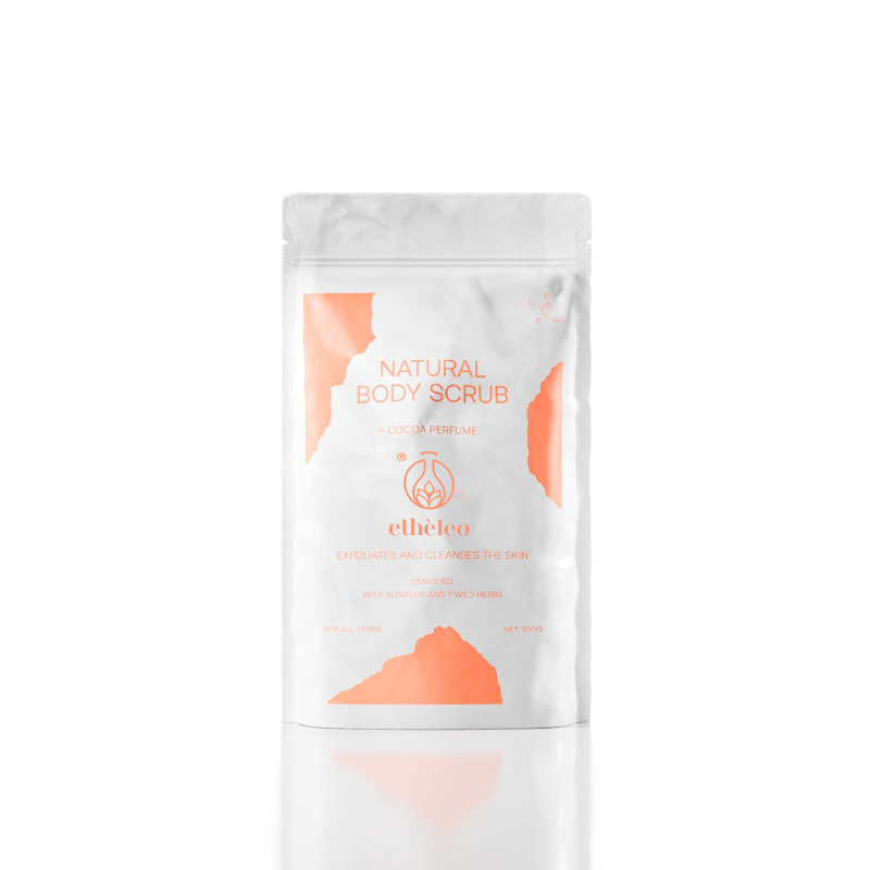 Ανακαλύψτε το απολεπιστικό scrub σώματος Natural Body Scrub Cocoa από Etheleo που θα απογειώσει την περιποίηση της επιδερμίδας σας!