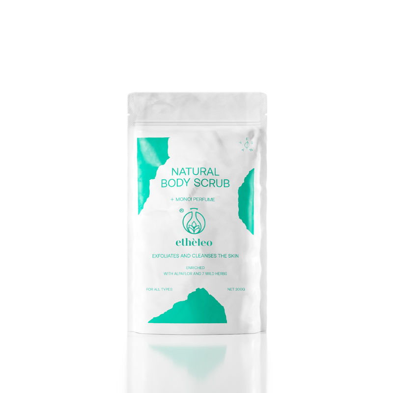 Το απολεπιστικό scrub σώματος Natural Body Scrub με Monoi από Etheleo θα ανανεώσει την επιδερμίδα σας και θα της χαρίσει απαλότητα και φρεσκάδα!