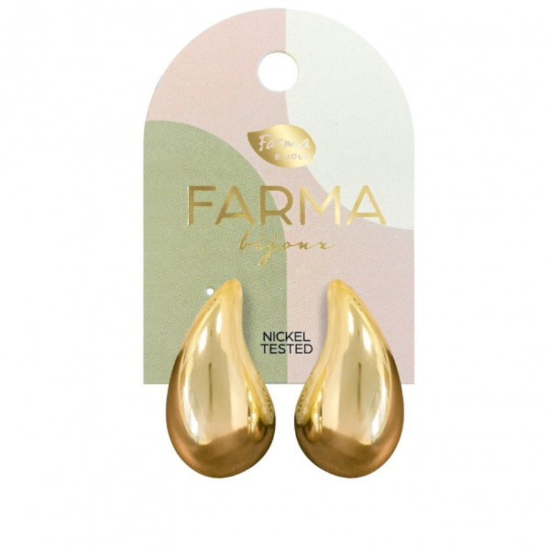 Υποαλλεργικά Σκουλαρίκια Χρυσές Μεγάλες Σταγόνες, από τη Farma Bijoux. Είναι οικολογικά, κατασκευασμένα από οικολογικό ορείχαλκο!