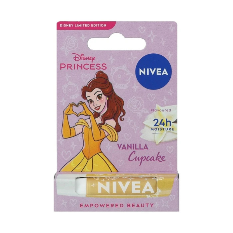 Το NIVEA Disney Princess Belle Vanilla Cupcake Lip Balm με γλυκό, απολαυστικό άρωμα Vanilla Cupcake και ενυδάτωση που διαρκεί για περισσότερες από 24 ώρες.!